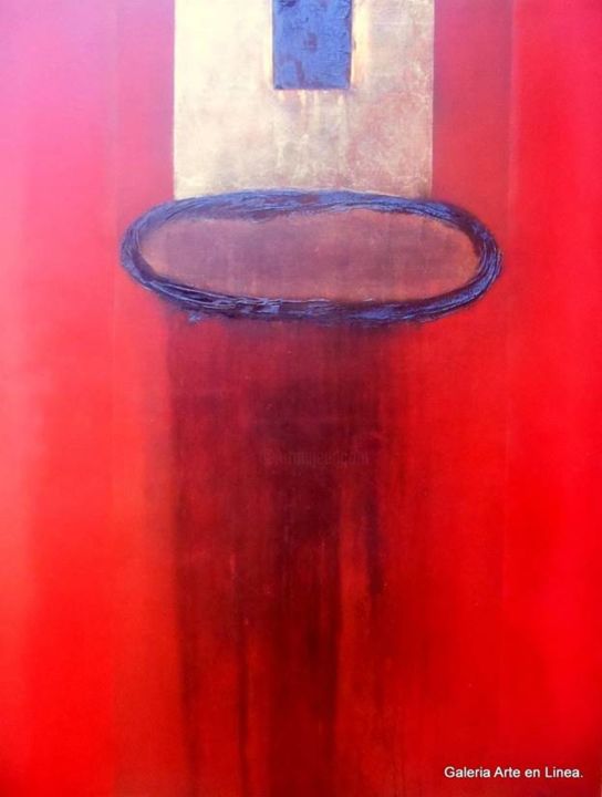 Pintura intitulada "Sin Título (Rojo),…" por José Luis Bustamante, Obras de arte originais, Óleo