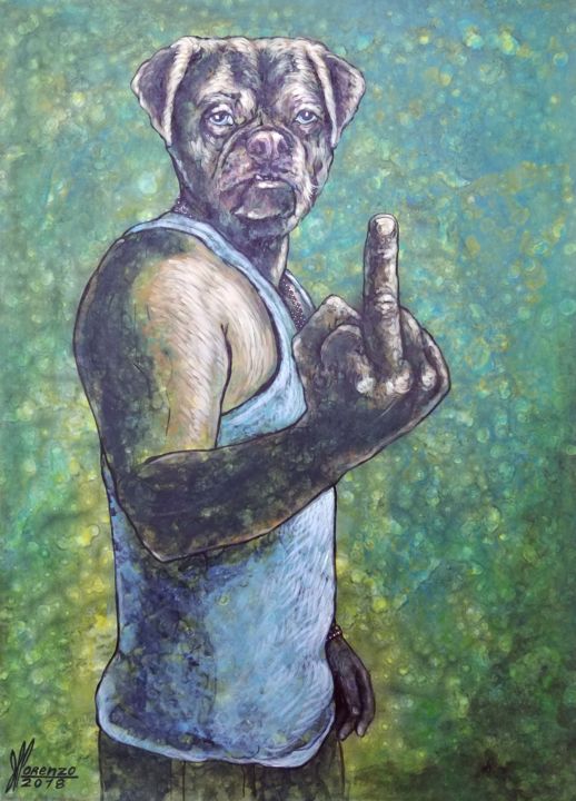 Peinture intitulée "El bueno y el malo I" par Lorenzo, Œuvre d'art originale, Acrylique