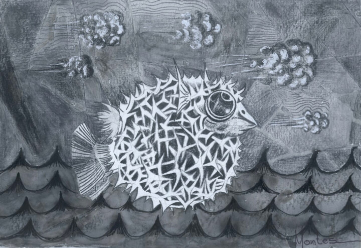Peinture intitulée "To the bones, puffe…" par José Luis Montes, Œuvre d'art originale, Crayon