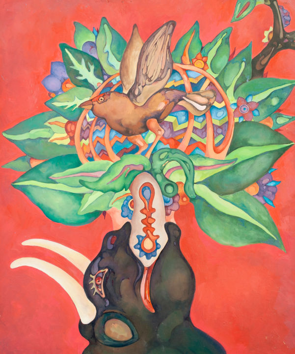 Pintura titulada "Del toro emerge la…" por José Luis Olivares Mazón, Obra de arte original, Oleo
