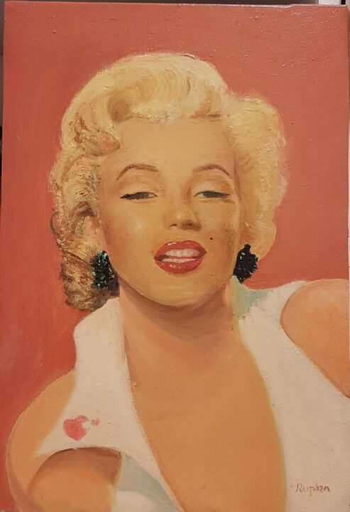 Painting titled "Marilyn" by José Luis Ruiz Pizarro, Original Artwork, Oil Mounted on Wood Stretcher frame