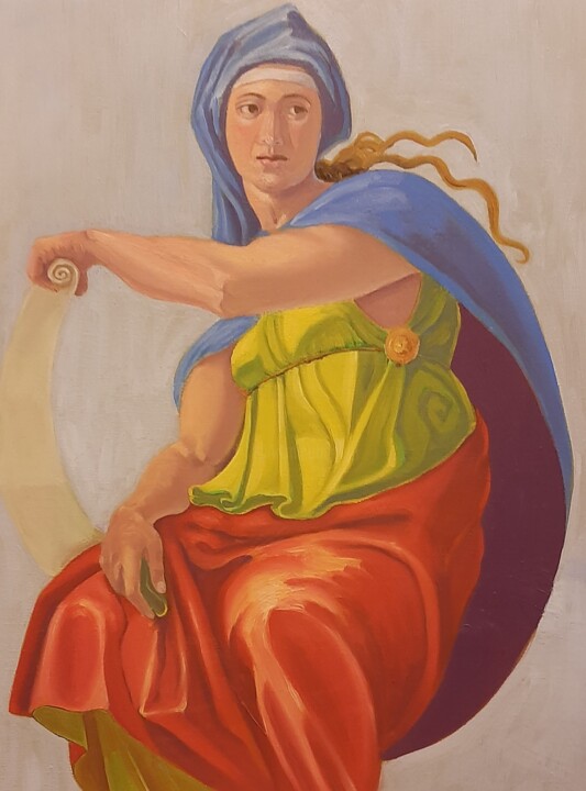 Painting titled "Sibila (capilla six…" by José Luis Ruiz Pizarro, Original Artwork, Oil Mounted on Wood Stretcher frame