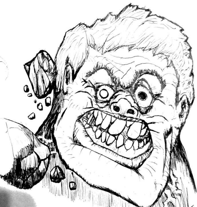 Drawing titled "Cabeça de Hulk cart…" by Jose Luis, Original Artwork, Ballpoint pen