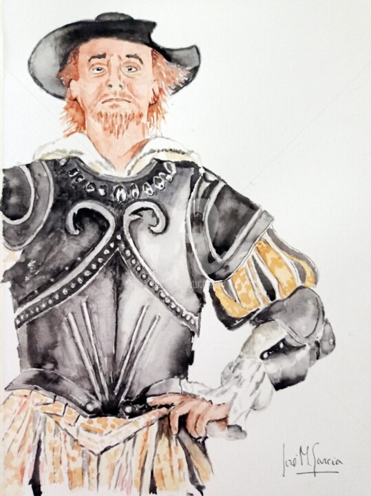 Painting titled "Don Quijote" by Jose M. Garcia, Original Artwork, Watercolor