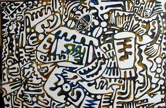 Peinture intitulée "tam en afrique" par Jose Mangano, Œuvre d'art originale