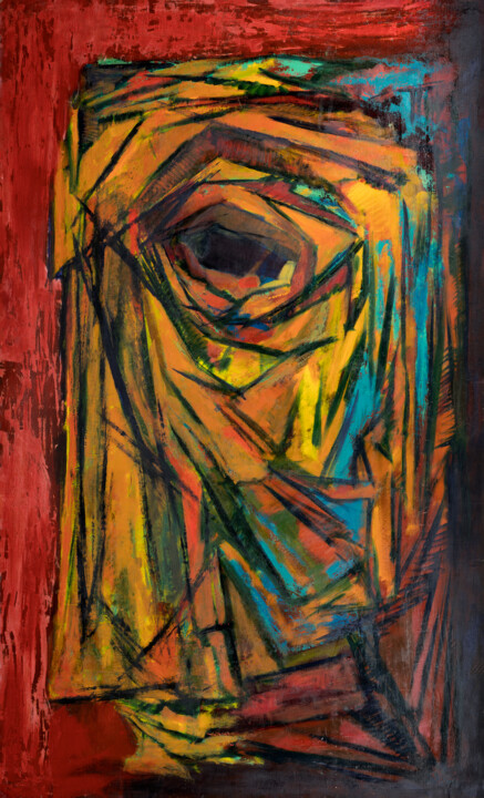 Painting titled "Rostros sin Rostro…" by José Manuel Chamorro Chamorro, Original Artwork, Oil Mounted on Wood Panel