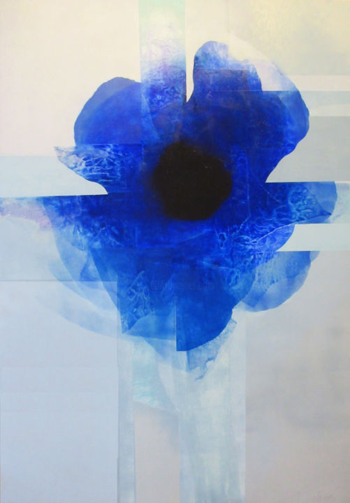 Painting titled "azul-malditasflores" by José Manuel Salazar, Original Artwork, Oil