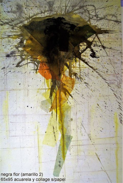 Peinture intitulée "negra flor (Amarill…" par José Manuel Salazar, Œuvre d'art originale, Encre