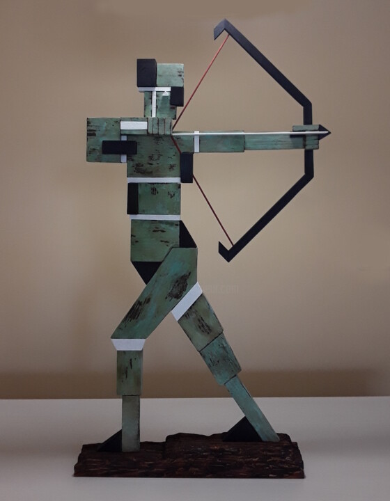 Sculpture titled "ARQUERO" by José Manuel Solares, Original Artwork, Wood