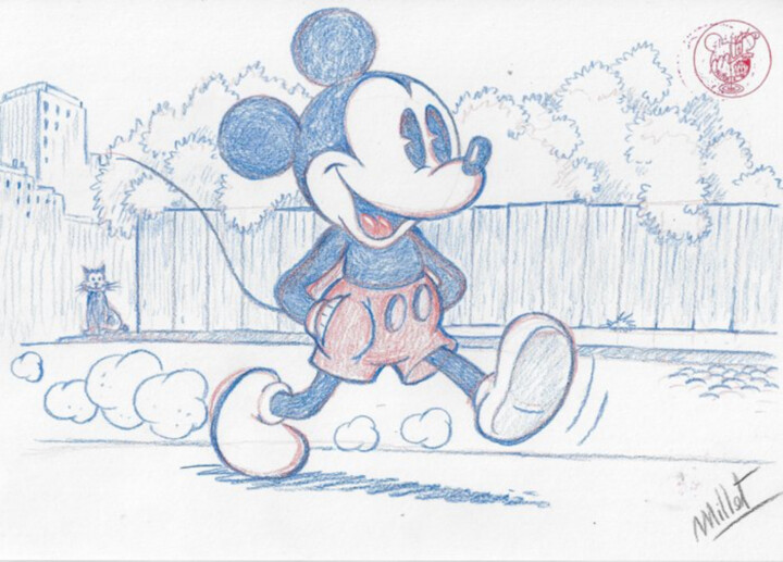 Rysunek zatytułowany „Mickey Mouse - Vint…” autorstwa José Maria Millet Lopez (Millet), Oryginalna praca, Ołówek