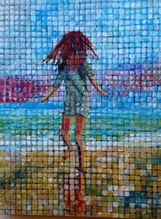 Painting titled "Valentina en Punta…" by Pedrero, Original Artwork, Oil