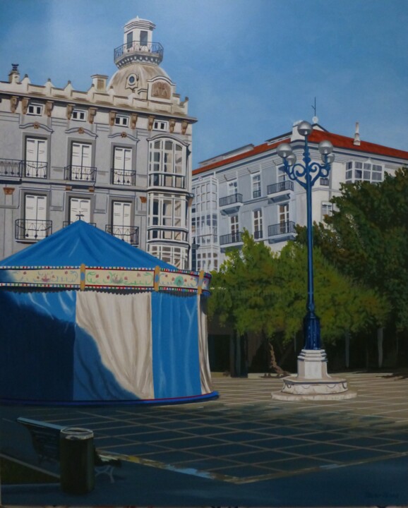 Painting titled "PLAZA DE POMBO (San…" by Jose Ramon Muro Pereg (JRMuro), Original Artwork, Acrylic