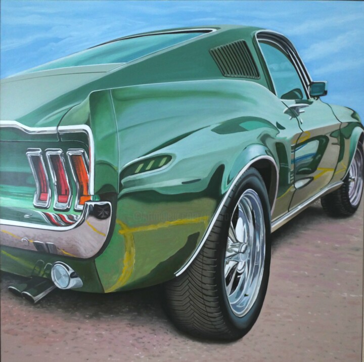 Painting titled "MUSTANG FOREVER" by Jose Ramon Muro Pereg (JRMuro), Original Artwork, Oil