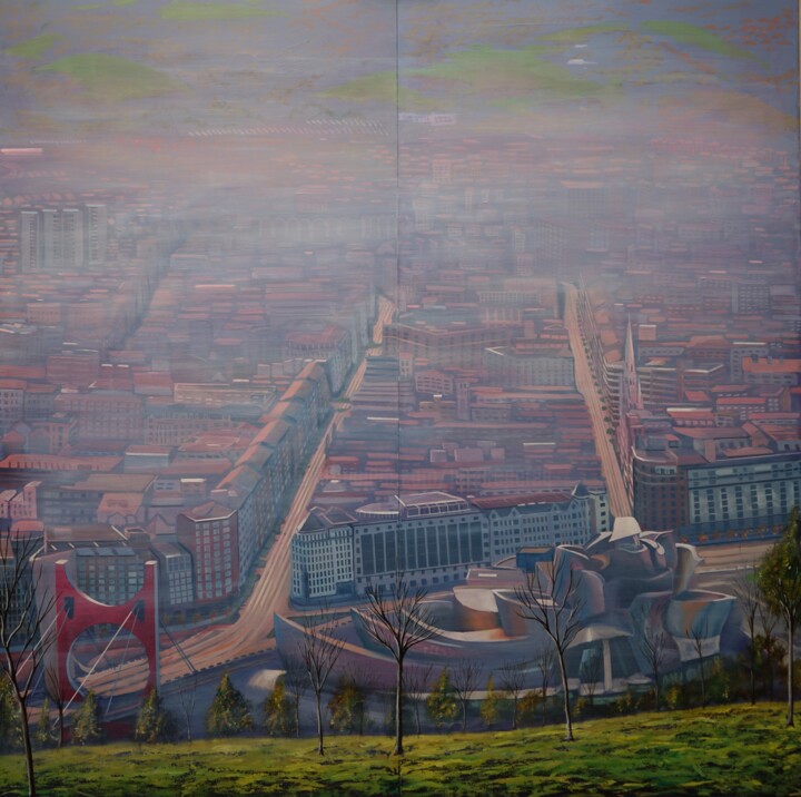 Malerei mit dem Titel "BILBAO LANDSCAPE" von Jose Ramon Muro Pereg (JRMuro), Original-Kunstwerk, Öl