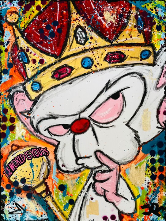 Schilderij getiteld "King Brain" door Jose Rivera, Origineel Kunstwerk, Acryl