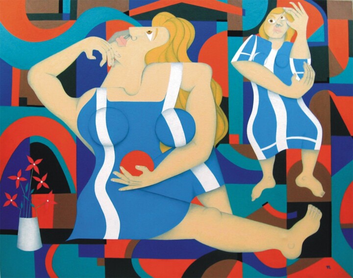 Painting titled "Mulheres - Women" by José Roberto Teixeira Leite Junior, Original Artwork, Oil Mounted on Wood Panel