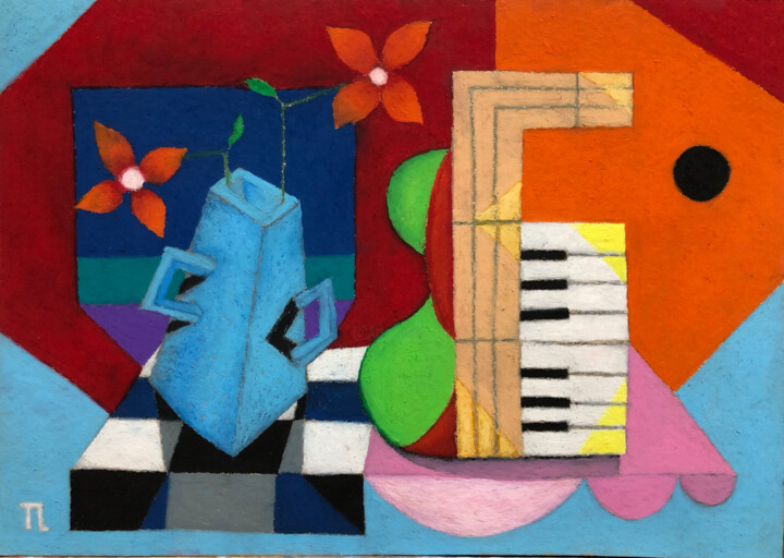 Desenho intitulada "Mesa de Músico (pas…" por José Roberto Teixeira Leite Junior, Obras de arte originais, Pastel
