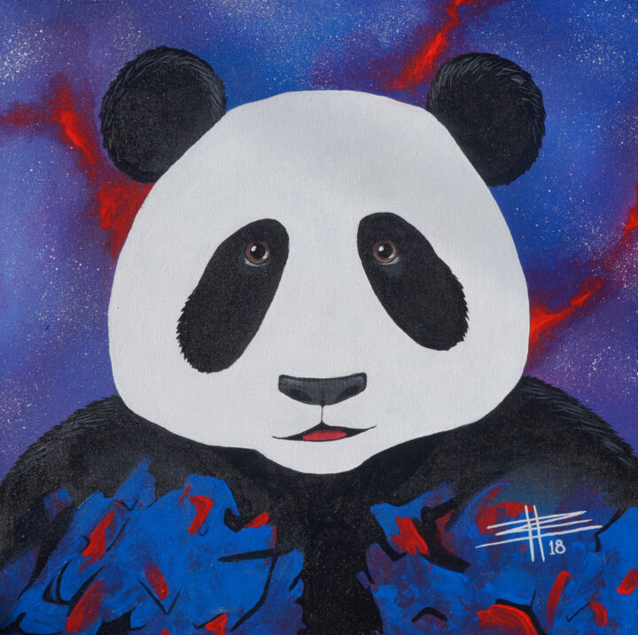 Schilderij getiteld "Panda" door Jose Rosario, Origineel Kunstwerk, Acryl
