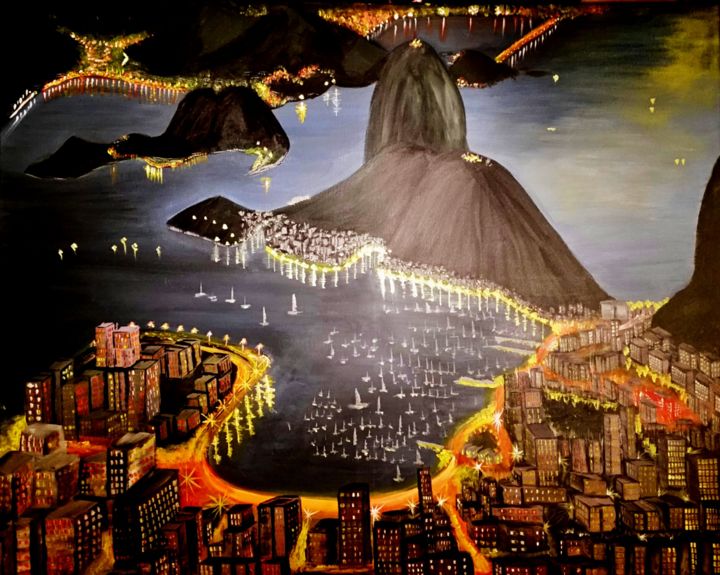 Peinture intitulée "Baia de Guanabara" par Jose Sousa, Œuvre d'art originale, Acrylique