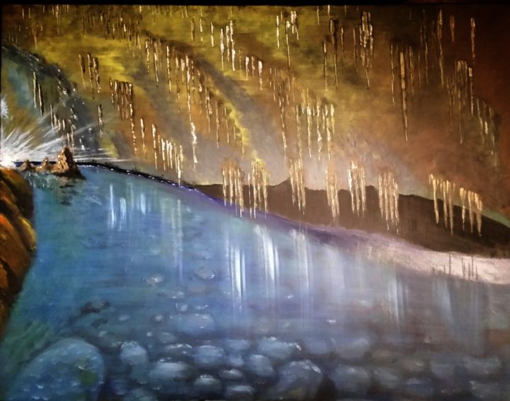 Painting titled "La grotte" by Jose Sousa, Original Artwork, Acrylic