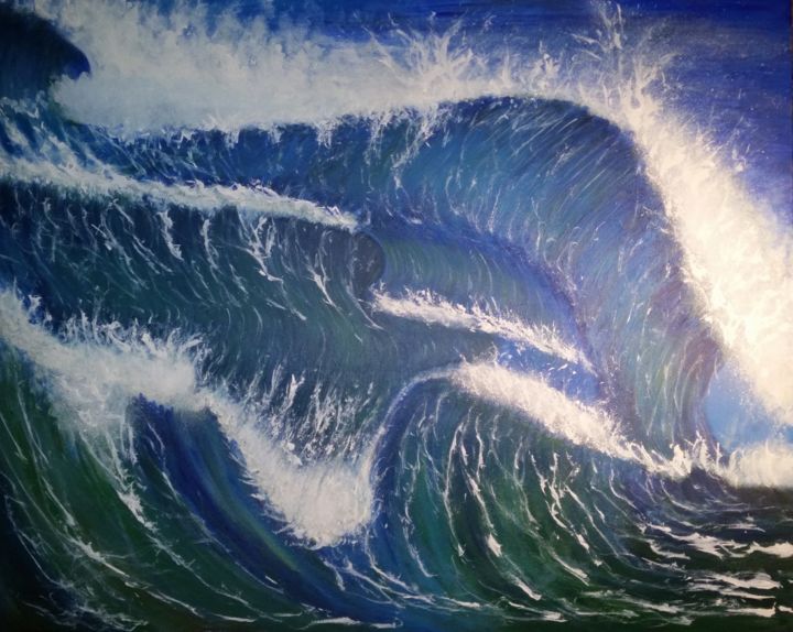 Painting titled "La grande vague" by Jose Sousa, Original Artwork, Acrylic