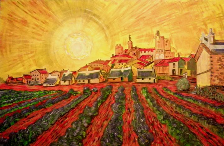 Painting titled "Van Gogh:View Of Sa…" by Jose Sousa, Original Artwork, Acrylic