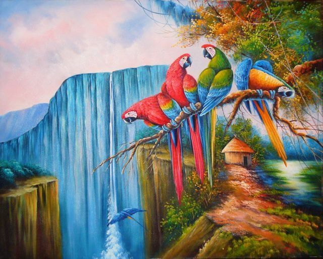 Painting titled "Serie de Pájaros de…" by Jose Sucre, Original Artwork