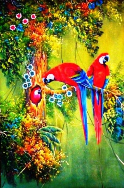 Painting titled "Serie Pájaros del A…" by Jose Sucre, Original Artwork