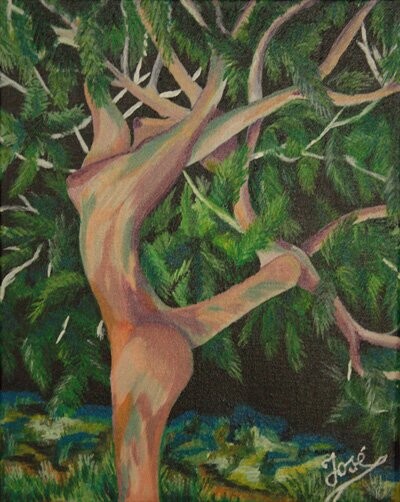 Pittura intitolato "arbre en folie" da José Van Houteghem, Opera d'arte originale