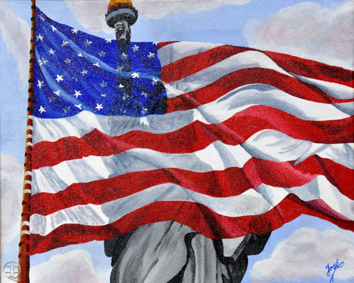 Peinture intitulée "Free US" par José Van Houteghem, Œuvre d'art originale, Acrylique