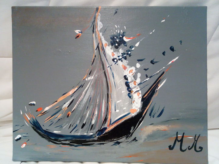 Painting titled "Au fil de l'eau" by Marie Marques, Original Artwork, Acrylic