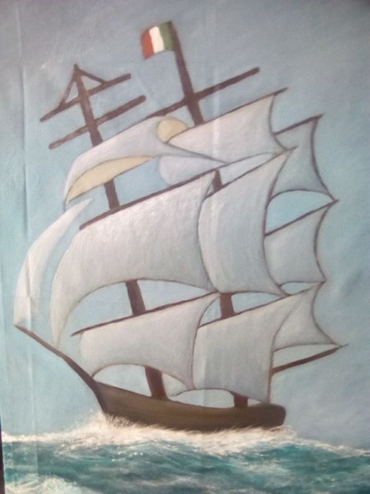 Pittura intitolato "Velero Italia" da Jose Luis Malca Atencio, Opera d'arte originale, Olio