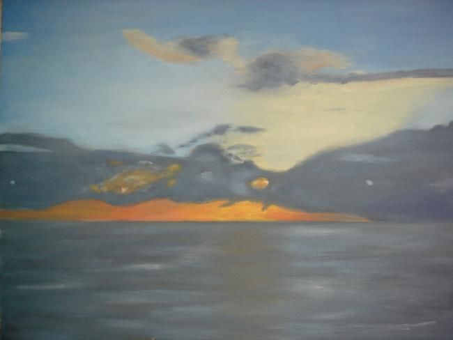Painting titled "Marina, anochecer." by José Cardano, Original Artwork