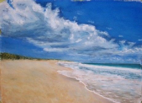 Pintura intitulada "Cloud over Beach" por José Carrilho, Obras de arte originais, Óleo