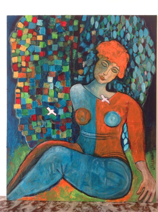 Painting titled "L'arbre et ses raci…" by Jose Chalendar, Original Artwork