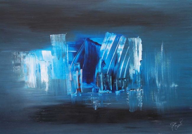 island - Painting, 89x146 cm ©2009 by Jose Curti -
Abstract Art, bleu, abstrait