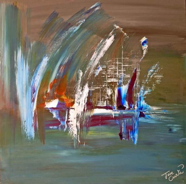 Painting titled "SORTIE FORCE4" by Jose Curti, Original Artwork, Oil