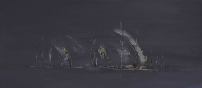 Peinture intitulée "voiles de villeneuve" par Jose Curti, Œuvre d'art originale, Huile