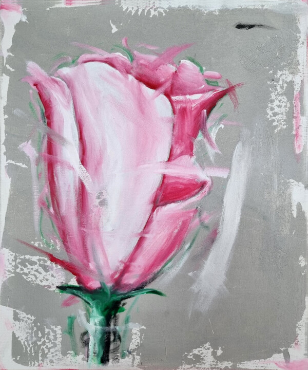 Painting titled "rosa" by Josef Hirthammer, Original Artwork, Acrylic