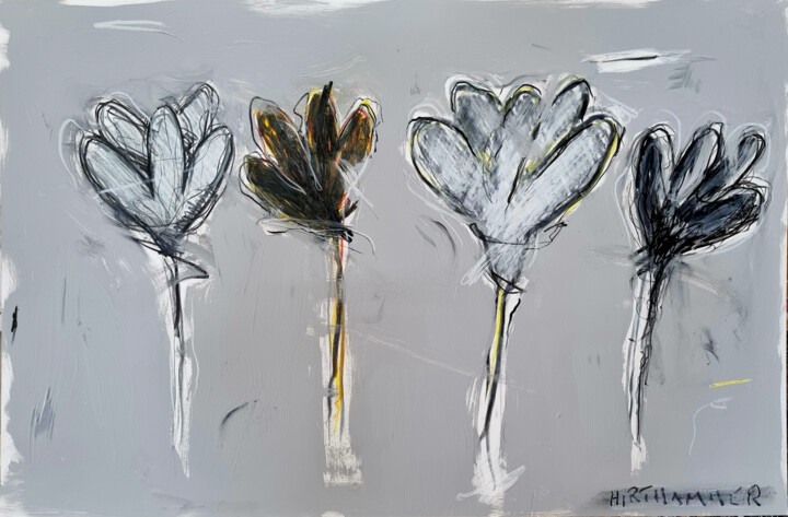 Drawing titled "flowerquartett" by Josef Hirthammer, Original Artwork, Charcoal