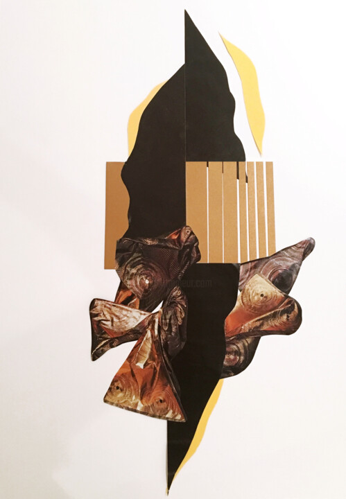 Collages titled "RHINO" by Josefina Baumann Aubone, Original Artwork, Collages Mounted on Cardboard