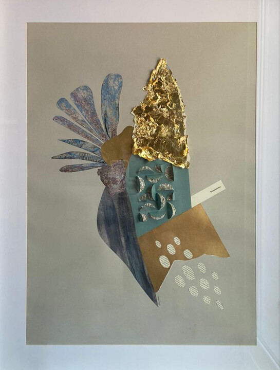 Collages titled "URRACA" by Josefina Baumann Aubone, Original Artwork, Collages Mounted on Wood Panel