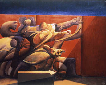 Pintura intitulada "Personnages fugitifs" por José  Herrera, Obras de arte originais, Óleo