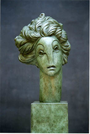 Skulptur mit dem Titel "Tête féminine (face…" von José  Herrera, Original-Kunstwerk