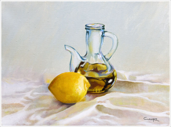 Pintura intitulada ""Aceite y Limón"" por Jose Luis Santamaria Campos, Obras de arte originais, Óleo
