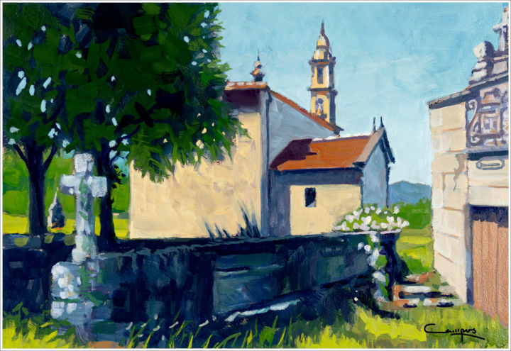 Painting titled ""La Capilla"" by Jose Luis Santamaria Campos, Original Art, Oil Mounted on Other rigid panel