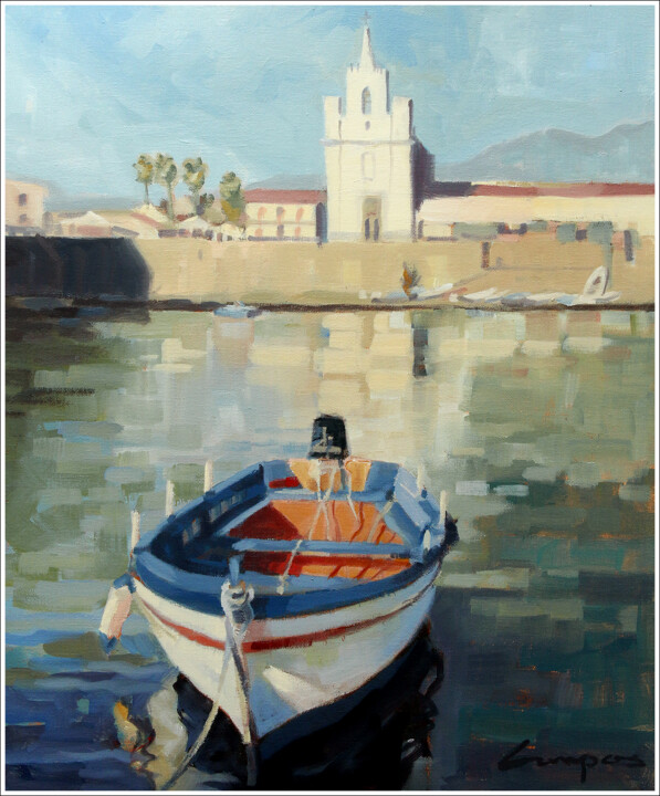 Malerei mit dem Titel ""Marina de Cadiz"" von Jose Luis Santamaria Campos, Original-Kunstwerk, Öl
