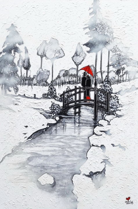 Painting titled "Sur le Pont" by Martins Lovers, Original Artwork, Acrylic