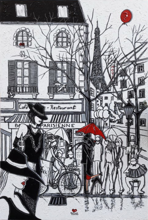 Peinture intitulée "La Parisienne" par Martins Lovers, Œuvre d'art originale, Acrylique