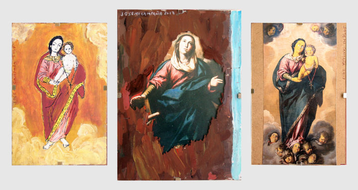 Pintura titulada "Las tres vírgenes-T…" por Insert Coin Gallery ., Obra de arte original, Otro